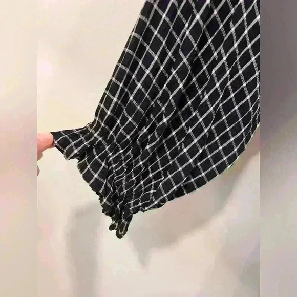 Anthropologie Maeve Dress women’s size medium blue & white check sash 3/4 sleeve - Picture 4 of 5